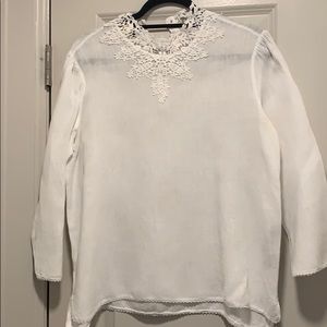 Zara basic white linen top